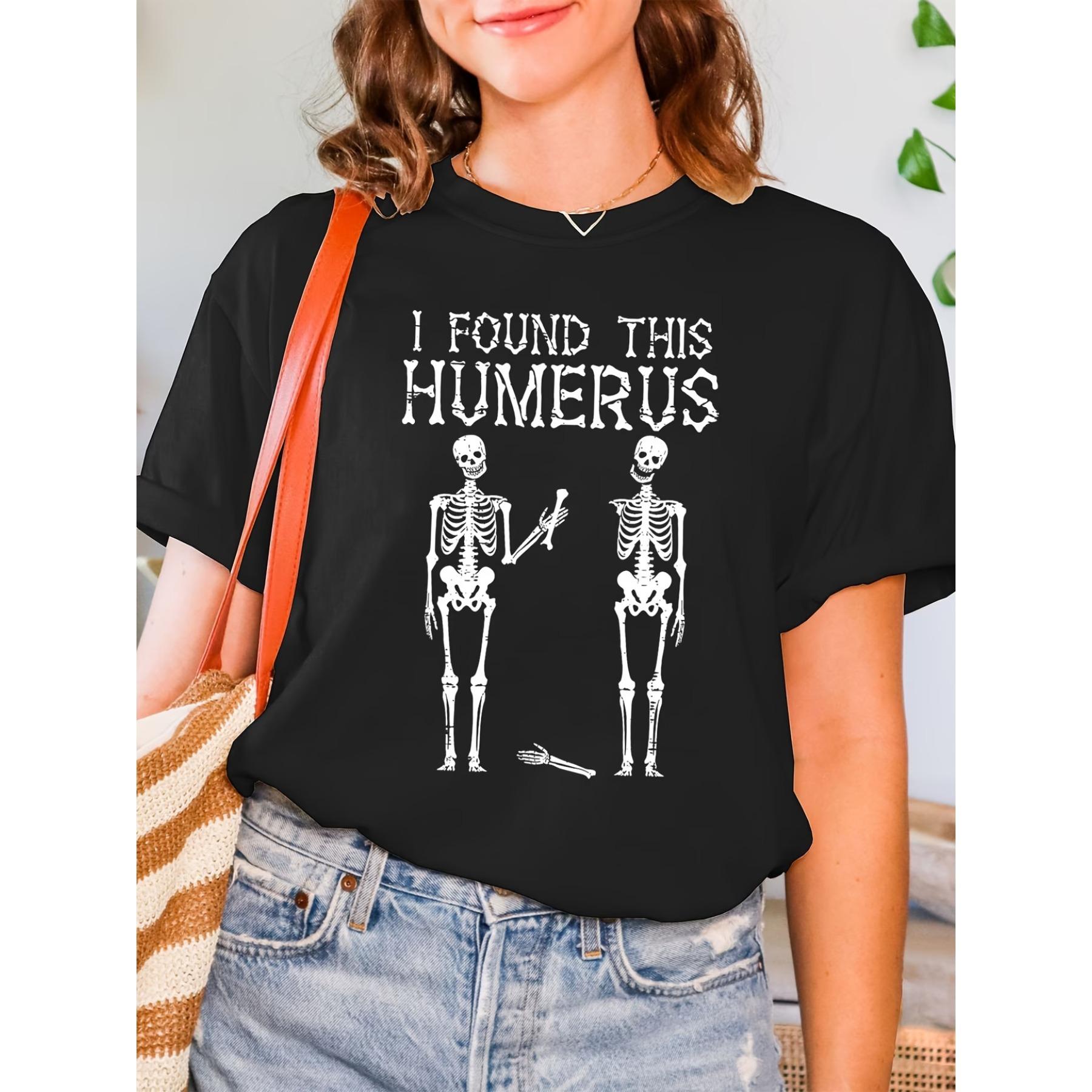 

Women s Anime Broken Bone Print T-Shirt - Scary Bone Diagram Short Sleeve Crew Neck Top S чёрный