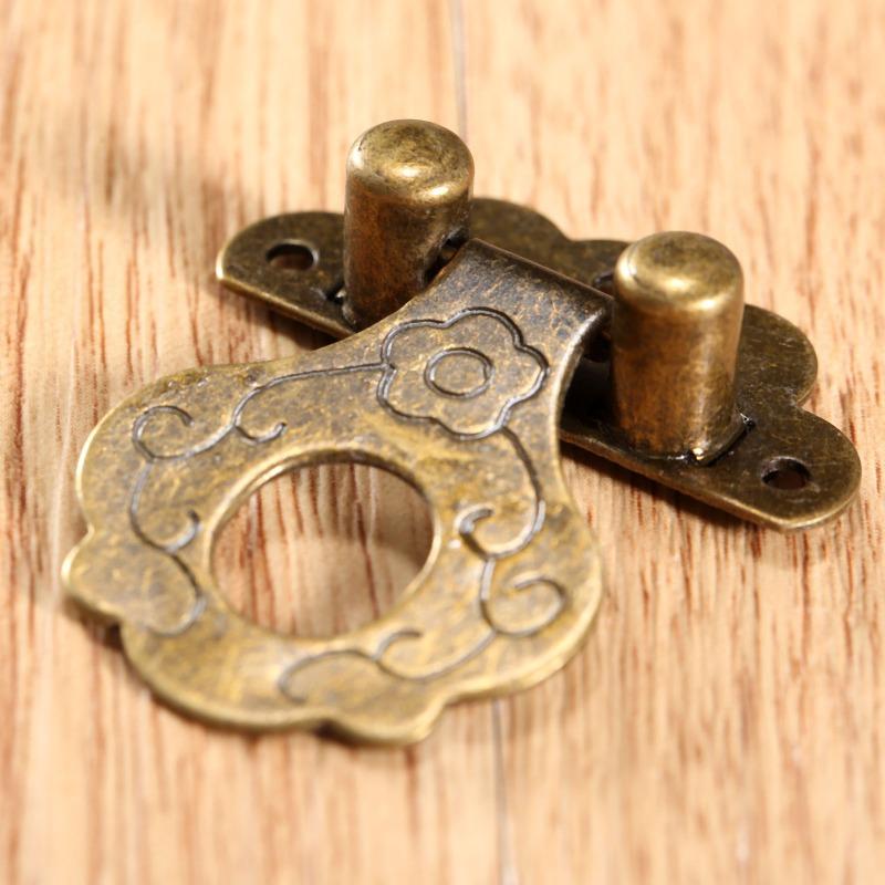3set Lock Hasp Hook Metal 6 Screws Antique Bronze Decorative Wooden Wine Box Case Chest Padlock Vintage Iron Hardware