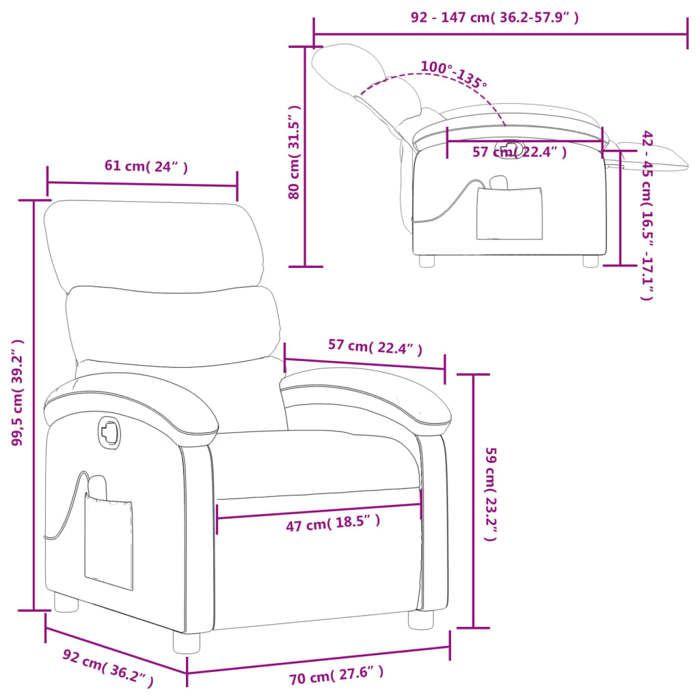 VidaXL Fauteuil de Massage Inclinable, Chaise de Relaxation avec Dossier, Siège avec Repose-pied, Fauteuil TV de Salon, 371723
