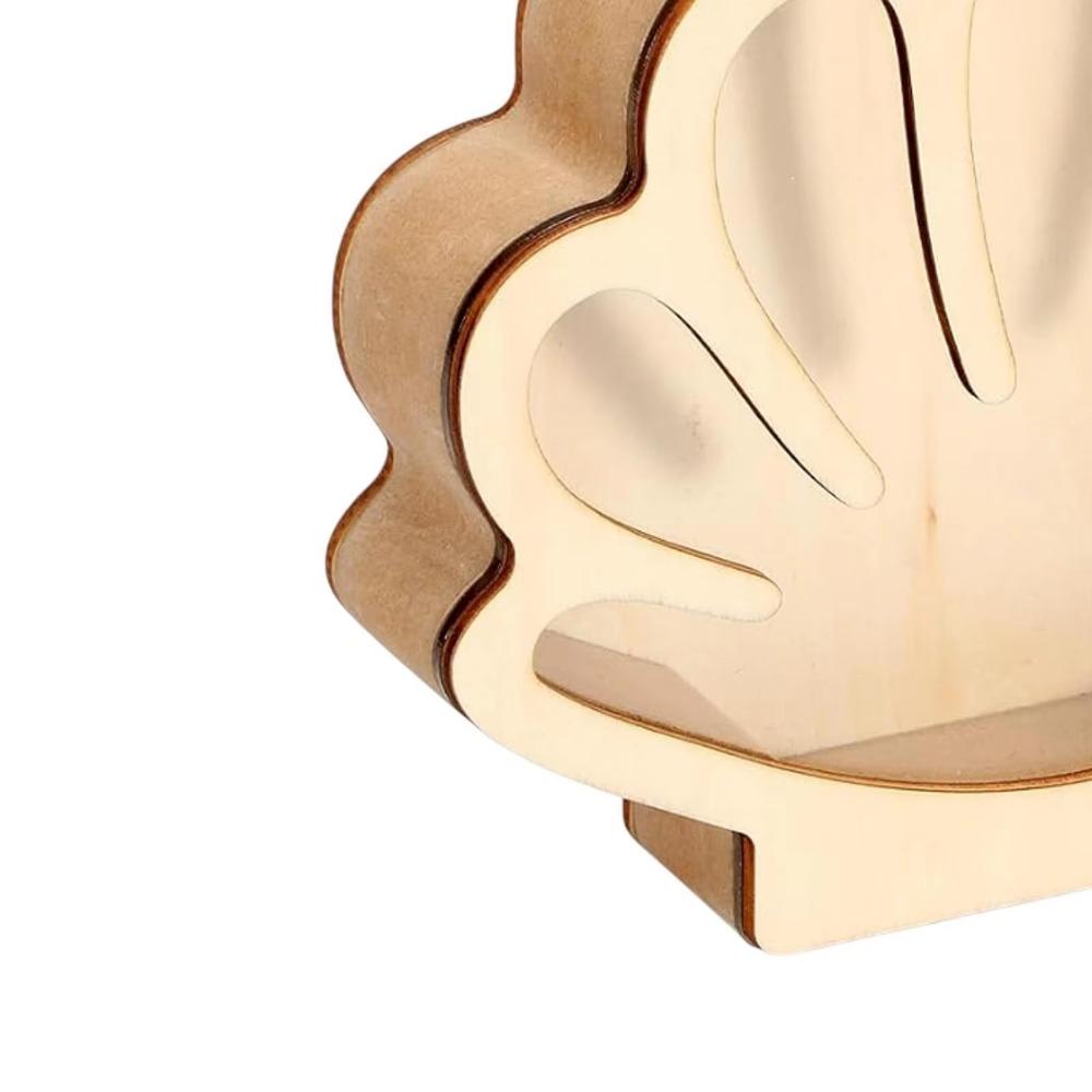 Exquisit Shell Storage Box Unique Wooden Display Box Creative Stones Storage Holder  Bedroom