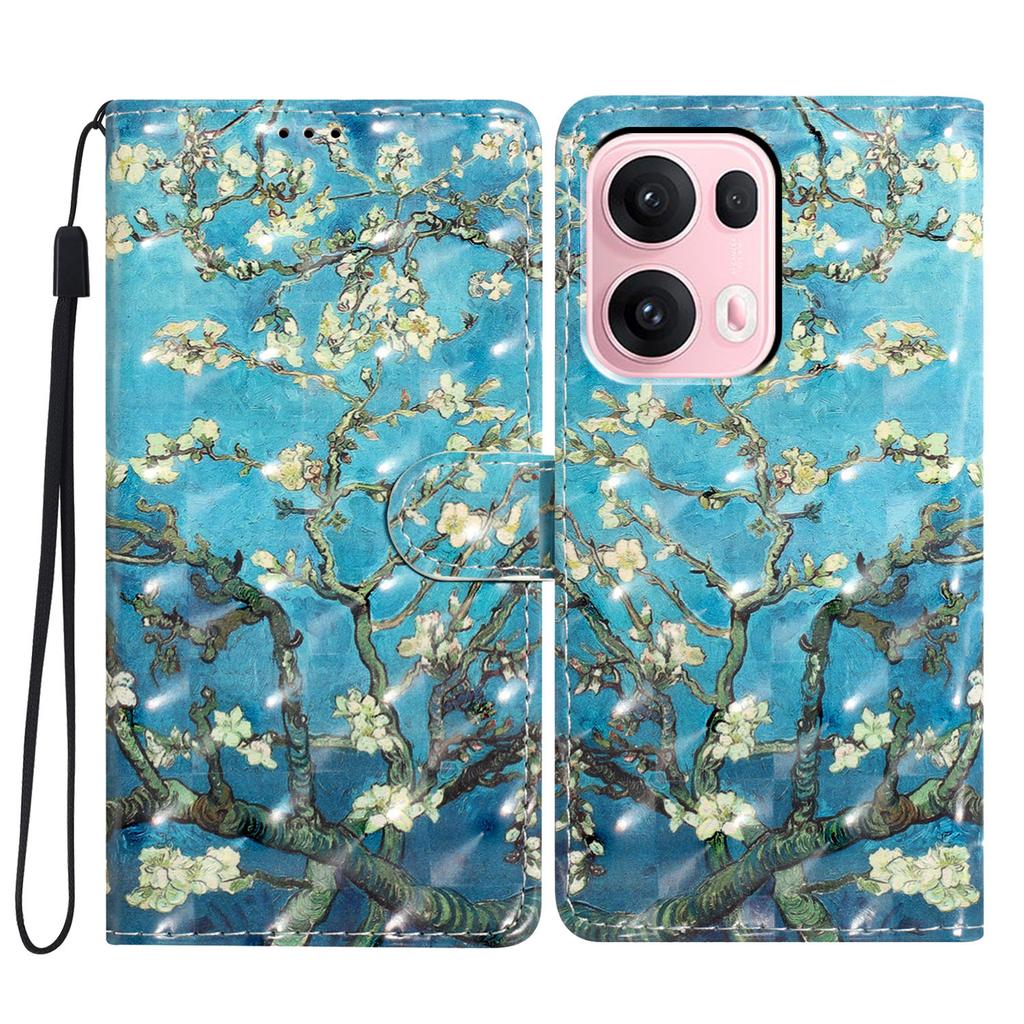 3D Muster PU Leder Handyhülle mit Brieftasche für Oppo A58 A38 A18 A57 A94 A17 A76 A36 A96 Reno8 Find X5 Reno7 A74 A54 A93 A78 Realme C61 C63 Realme 14 Pro