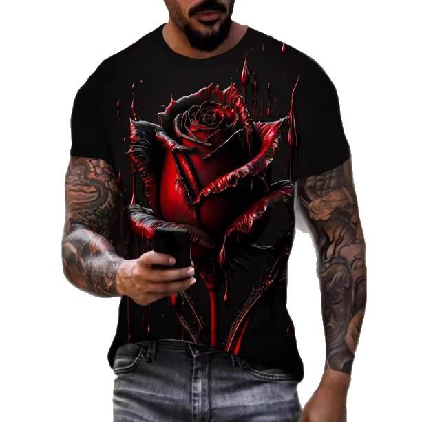 Summer Round Neck 3D Skull Print Top Fashionable Casual Short Sleeved Men's T-shirts