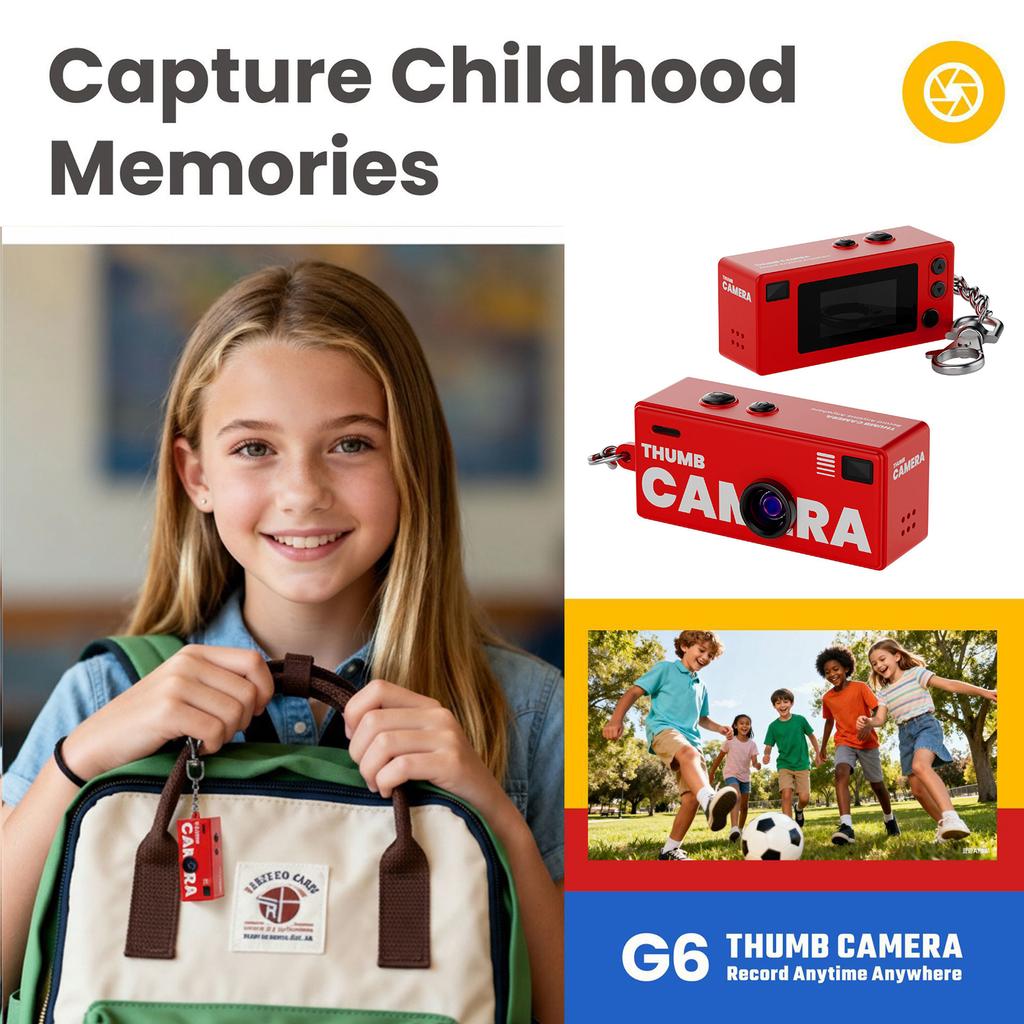 Mini Keychain Thumb Camera with 1080P HD Video Recording and 130 Degree Wide Angle Lens TFT LCD Display Screen for Students 2025