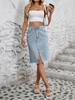 Women's High-Waist Autumn Denim Bodycon Slit Skirt