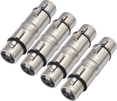 Voluty-Tek 3-pin XLR Female To Female Coupler Adapter (4PCS)