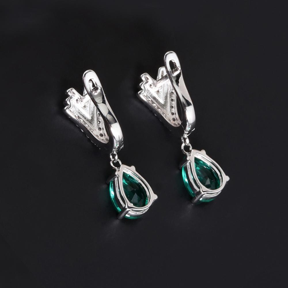 Light Luxury 925 sterling silver dangling earrings created pear 7*10mm emerald Nano jewelry for mom's anniversary gift