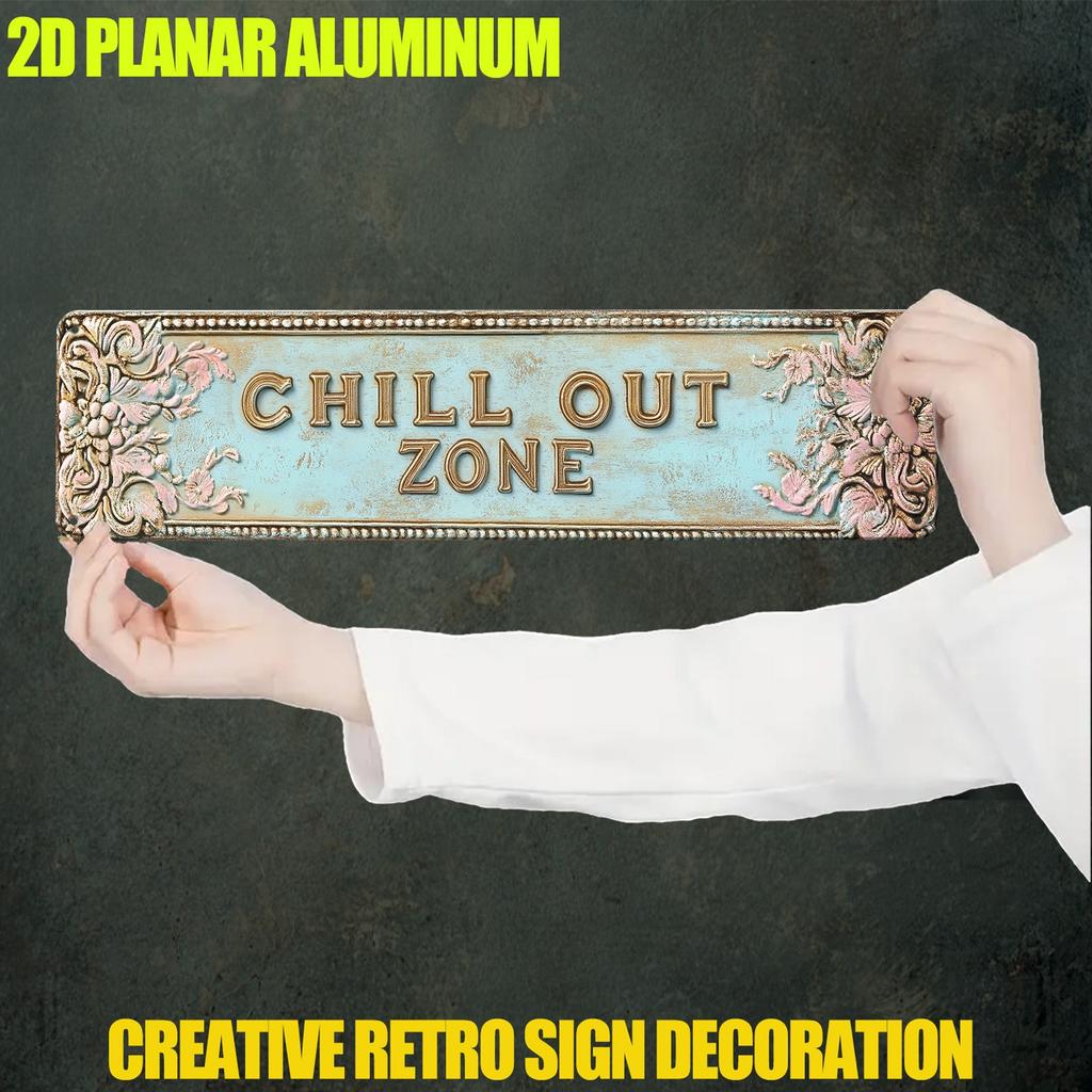 Customizable Rustic Aluminum Wall Plaque Leisure Area Sign Indoor Outdoor Cafe Garage Porch Decor 40x10cm