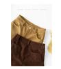 Unisex Spring Khaki Corduroy High-Waist Wide-Leg Shorts - Slimming Coffee Color, Single Button Closure