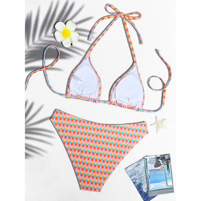 Plaid Printed High Leg Cut Bikini Women Swimwear Female Swimsuit Two-pieces Bikini Set Bather Bathing Suit Swim