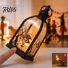 Halloween Candle Lantern, Decorative Spooky Witch Skeleton Pumpkin Tabletop Light for Haunted House, Front Porch, Gothic Home Party Decor