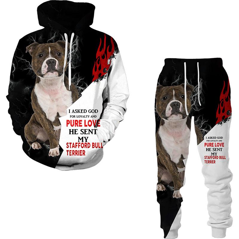 Rottweiler Hund 3D Gedruckter Hoodie Sweatpants Männlich Frühling Herbst Lässige Sweatshirts Herren Trainingsanzug Set Mode Herrenbekleidung Anzug