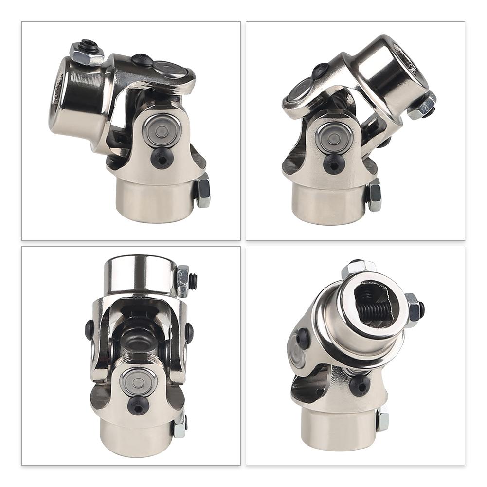 For BMW Ford 3/4" DD x 3/4" DD Nickel Plating Single Steering Shaft Universal U Joint Car Accessories Total Length 83mm (3-1/4")