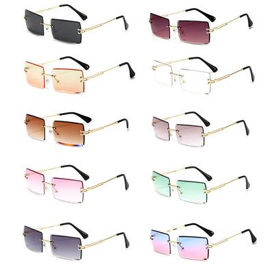 Rechthoekig Anti-Reflecterend Mode Bril UV400 Populaire Randloze Zonnebril Dames Trendy Hoge Kwaliteit Uniek