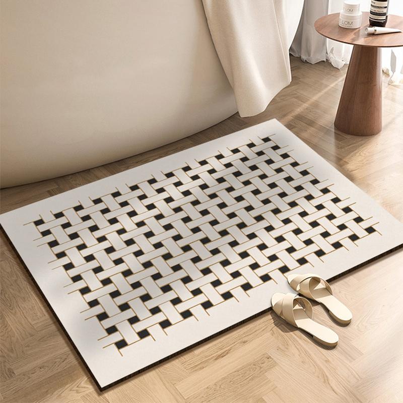 Ins Style Diotomite Bath Floor Mat Absorbent Bathroom Carpet Anti Slip Quick Dry Rugs Shower Toilet Pad Doormat Washable