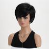 Synthetisches Haar Kurze Schwarze Perücken für Frauen Natürliche Frisur Lässige Perücke Schwarz Gemischt Weiße Farbe Mode Vollperücke mit Pony