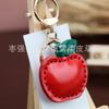 First Layer Cowhide Small Apple Keychain Pendant Locomotive Car Key Chain Accessories Bag Pendant Cute Little Gift