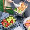 Metal Alloy Camping Bentos Container Portable Bentos Box Rectangle Lunch Box Outdoor Camping Picnic Cookware