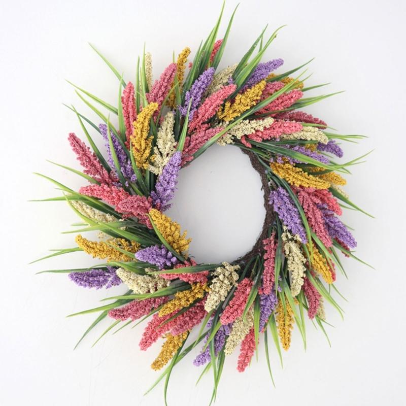 Realistic Simulated Wheat Wreath Fall Harvest Festival Wreath For Front Door Mantels Porch Garden Display And Thanksgiving Party Centerpieces