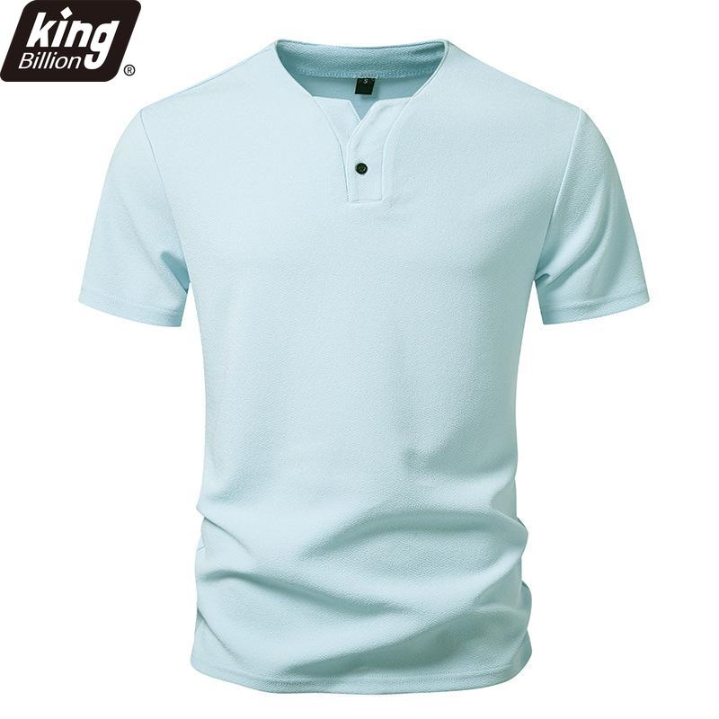 T-shirt Henley da Uomo a Colore Unito - Abbottonatura a Singolo Bottone Tessuto Testurizzato Casual Slim Fit Manica Corta Disponibile in 3 Versatili Opzioni di Colore