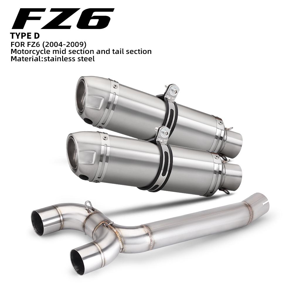 Stainless Steel Dual Outlet Exhaust System for  FZ6 FZ6N FZ6S F02 (2004-2009) 51mm Muffler Motorcycle Performance Connecti