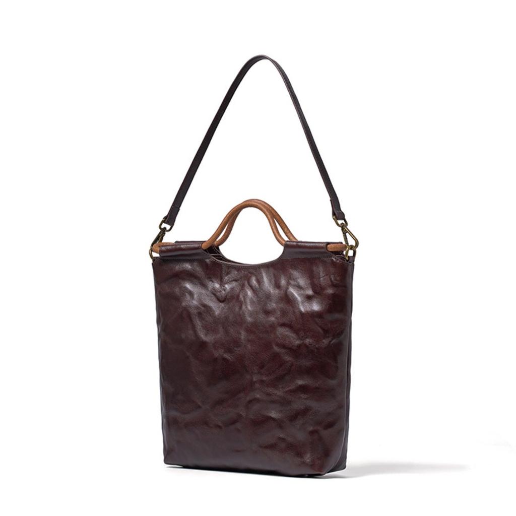 Cross-border leather whole tree paste hand scratching tannin real vegetable tanned cowhide tote bag handbag women's shoulder messenger bag bag