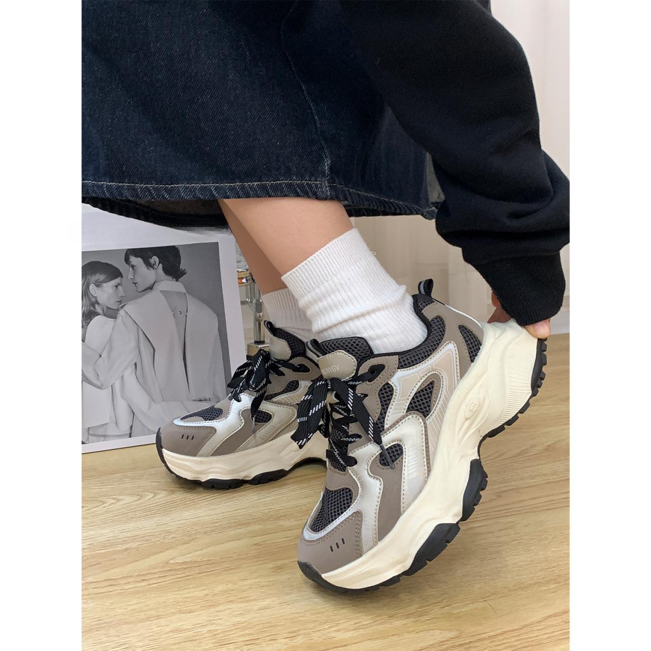 

Обувь для папы, универсальная женская обувь, весна и лето, новые повседневные туфли с толстой подошвой, женские кроссовки из натуральной кожи 35