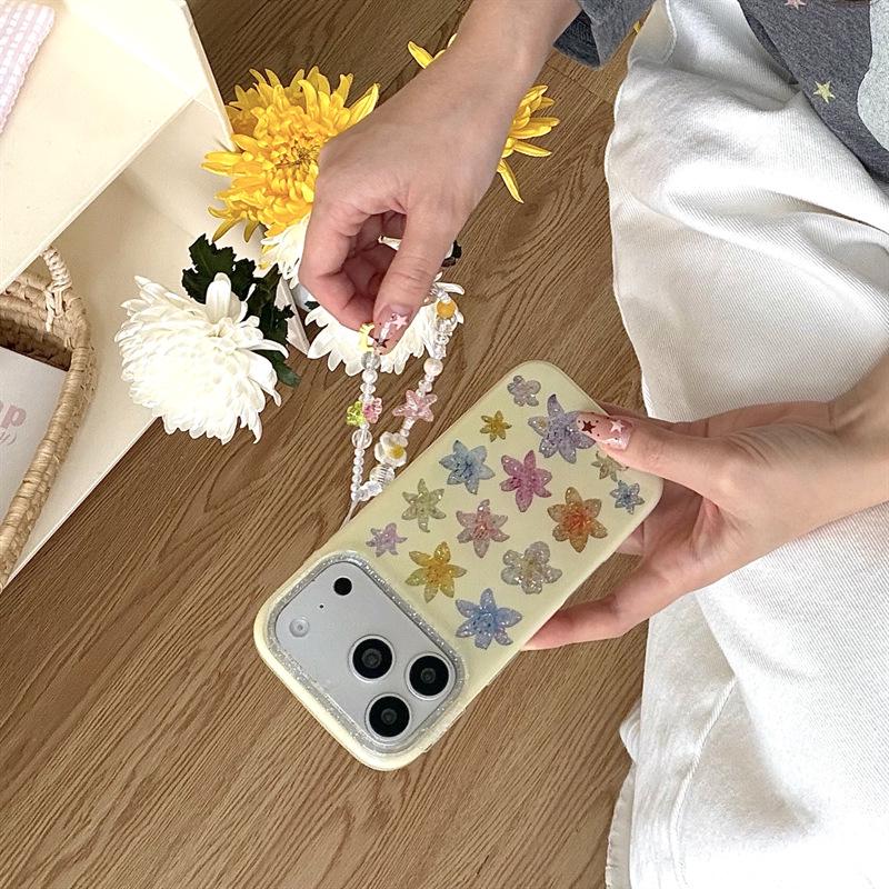 Colorful Glitter Lily Flower Phone Case for iPhone 17, 16 Pro Max, 15, 14 - Women's Minimalist Design