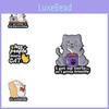 Adorable Cartoon Cat Series Metal Badge Cute Fun English Phrase Animal Brooch