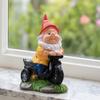 Gnom na kole Soška, s jemnou řezbou Dekorativní figurky, Jedinečná Kreativní Ozdoba pro Dům Balkon Zahrada Ložnici Kancelář