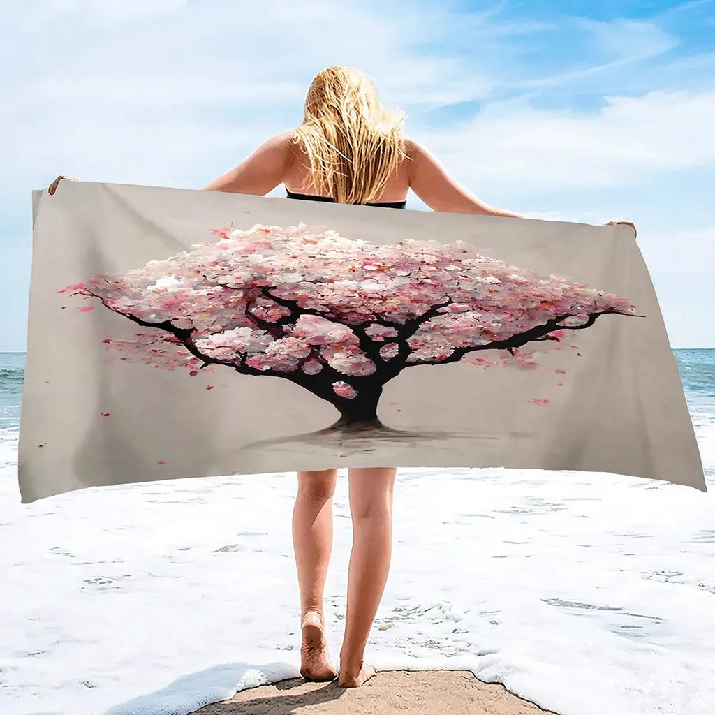 Pink Cherry Blossoms Branch Floral Pattern Soft Highly Absorbent Large Beach Towels Quick Dry Absorbent Bath Towels Blanket