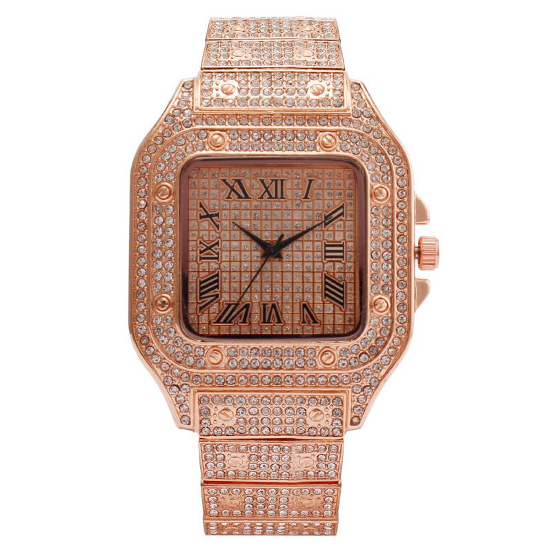 

Hot Sale Fashion Square Diamond Full Diamond Roman Graded Scale Ladies Watch Women s Watch Quartz Watch Silver Gold