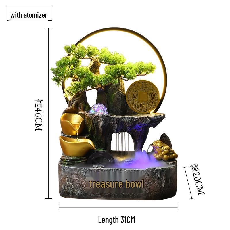 Rockery Water Fountain Feng Shui Wheel for Living Room, TV Cabinet, Office Tabletop