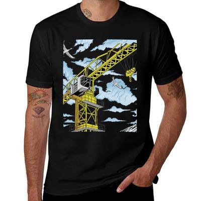 Tower Cranes Work TShirt Simple Solid Color Crew Neck Tee
