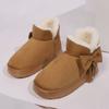 Cozy Plush-Lined Winter Snow Boots for Men and Women - Elegant Bow Detail, Soft Sole, Indoor/Outdoor Fashion Slippers