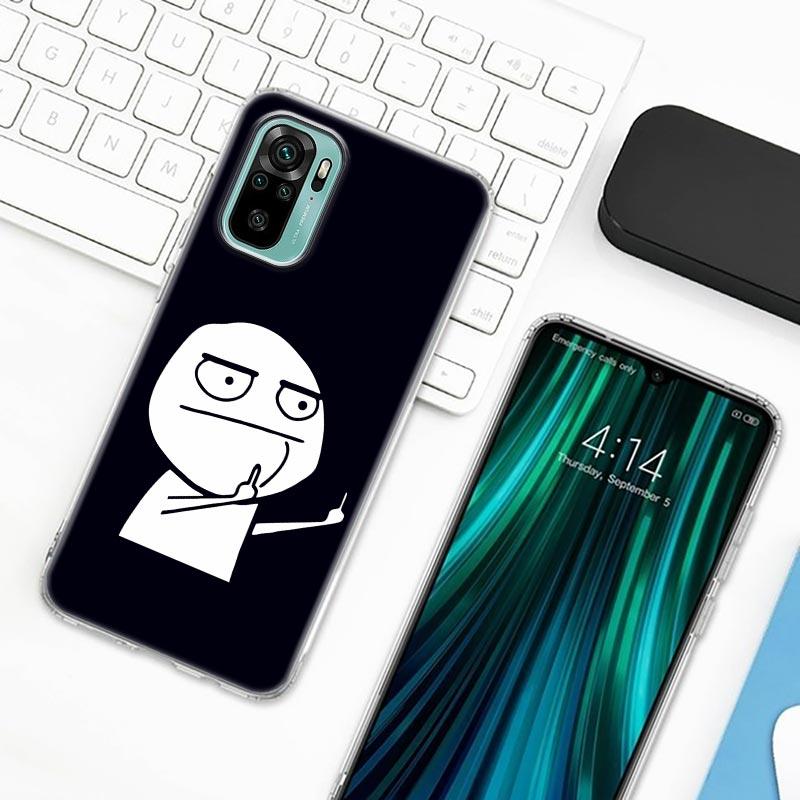 Zabawny człowiek Środkowy palec Fucek etui na telefon do Xiaomi Redmi Note 9s 8 11 7 9 10 Pro 10s 11s Przezroczysta obudowa Czerwona obudowa mi Note 8Pro K40