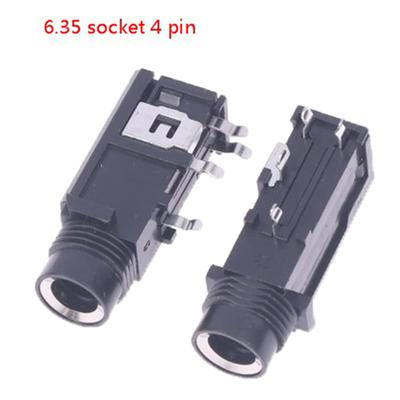 2Pcs  6.35Mm Audio Jack 3Pin Stereo Audio Socket Microphone Welding Line