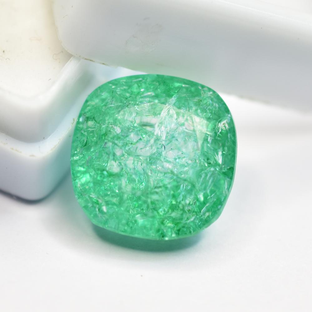 Emerald AAA+ GREEN Square Cushion Cut 14.05 Ct NATURAL Certified Loose Gemstone