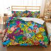 Cartoon Graffiti Print Polyester Bedding Sets Child Kids Covers Boys Bed Linen Set For Teens King Size Bedding Set