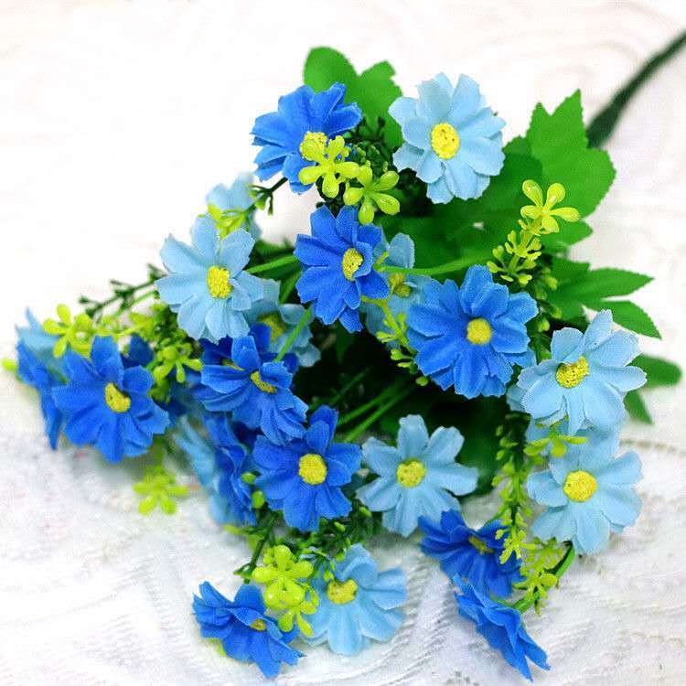 

Искусственные цветы пластиковые цветы украшение для спальни для помещений и улицы ваза для гостиной букет роз цветочная композиция Chrysanthemum blue