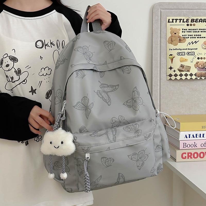 Schoolbag Japanese Schoolbag Female Ins Butterfly College Student Backpack Junior High School Leisure Large-capacity Backpack Going Out for Travel