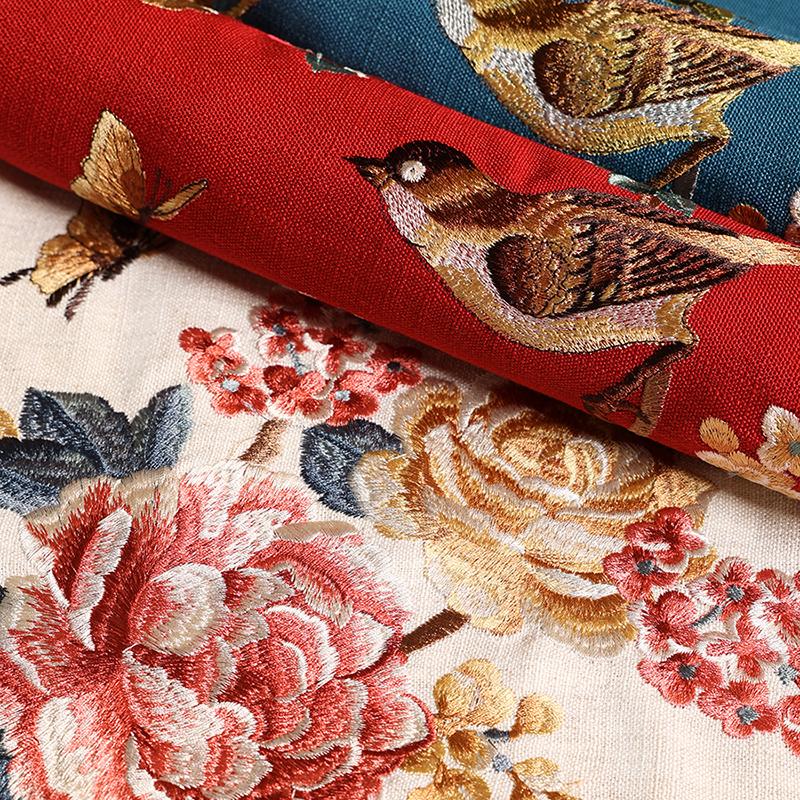 Veemi Home Leinen Kissenbezug Frühling Vögel Stickerei Orientalischer Luxus Hochwertiger Kissenbezug für Couch Sofa Bett 18x18 Zoll