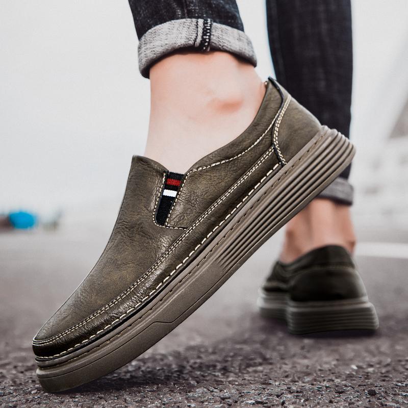 Fashion High Quality New Two-layer Cow Leather Casual Board Shoes Black/khaki/beige Low Top Shoes Comfortable Thick Sole Leather Shoes