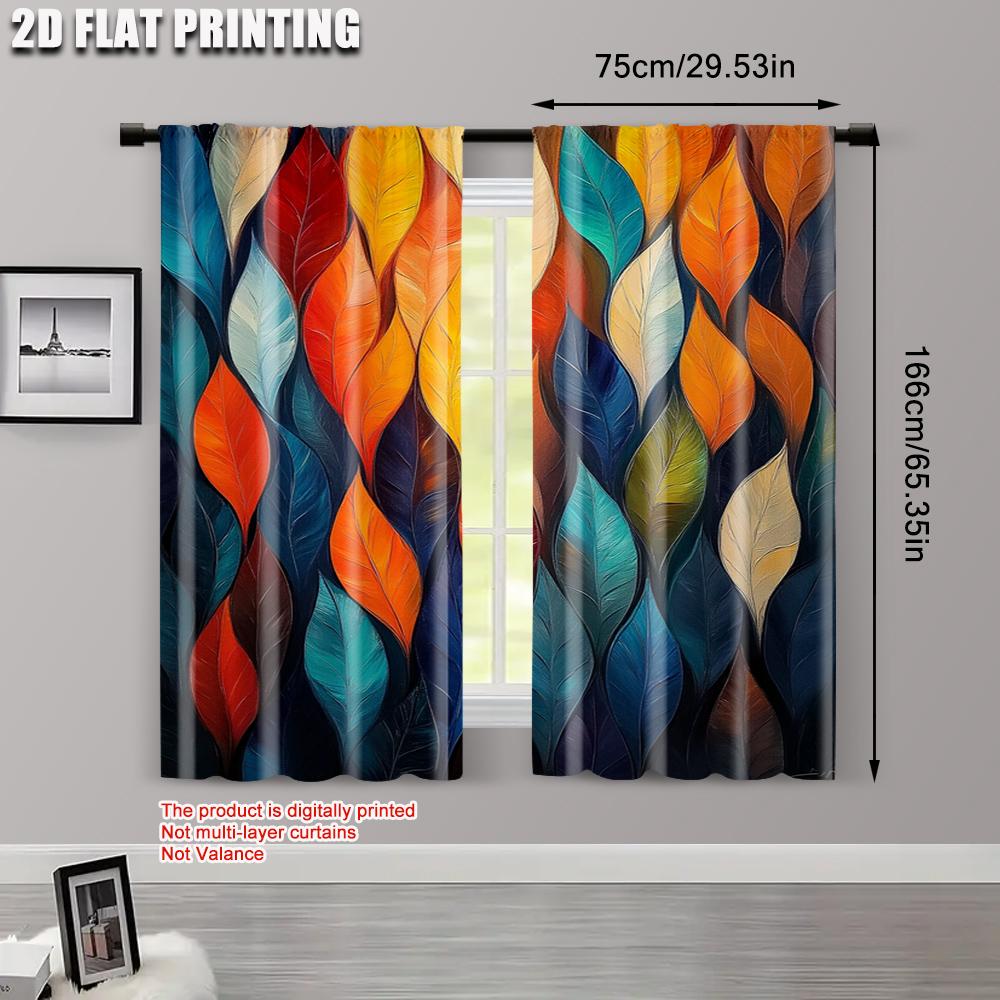 2pcs, Curtains&Window Treatment 2D print Abstract Leaf Versatile Durable Polyester (without rod) Decorations Clearance Ldeal for