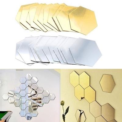 7 Pcs 3D Mirror Hexagon Vinyl Removable Wall Sticker Decal Home Decor Art DIY