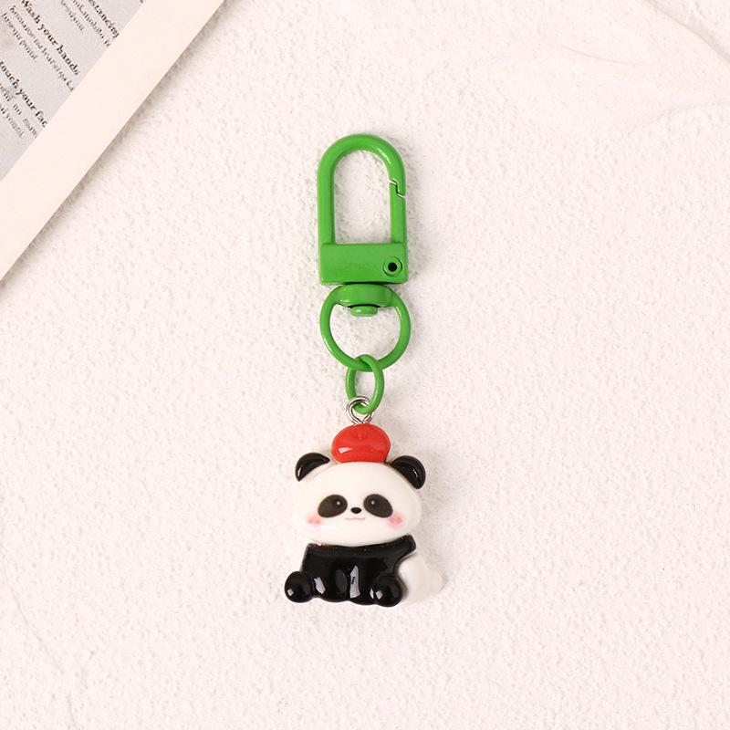 Cute Cartoon Panda Resin Keychain Pendant - Fresh Metal Backpack Ornament Accessories
