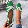 Foreign Trade MZ Fly-woven Shoes Flat Summer Women's 2025 New Color Matching Light Mouth Pointed Single Shoes Princess Shoes Large Size Green
