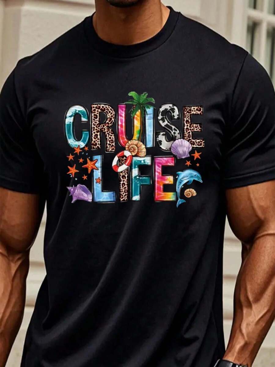 Leisure Cruise Life Unisex s T-Shirts Interesting Design Short-Sleeved T-Shirts Comfy Casual Sports S
