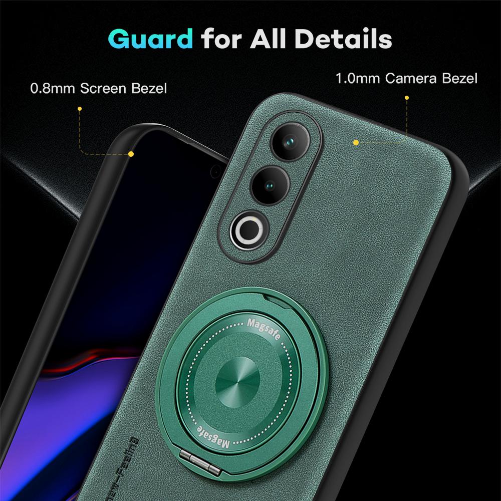 For OnePlus ACE 3 3V Fine Hole Sheepskin Swivel Bracket Magnetic Soft Edge Anti Drop Anti Fingerprint Phone Case