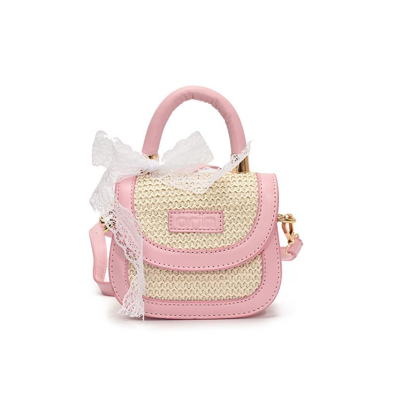 

Princess Knitted Handbag Kids Shoulder Bag With Neutral Colors Easy Matching светло-розовый