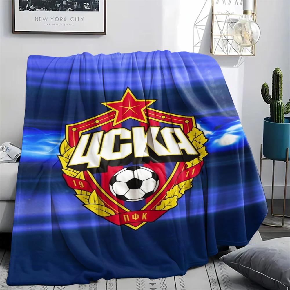 1Pc CSKA Moscow Logo Print Flannel Blanket High Quality Warm Comfortable Cover for All Seasons Perfect for Gifts Home Decor